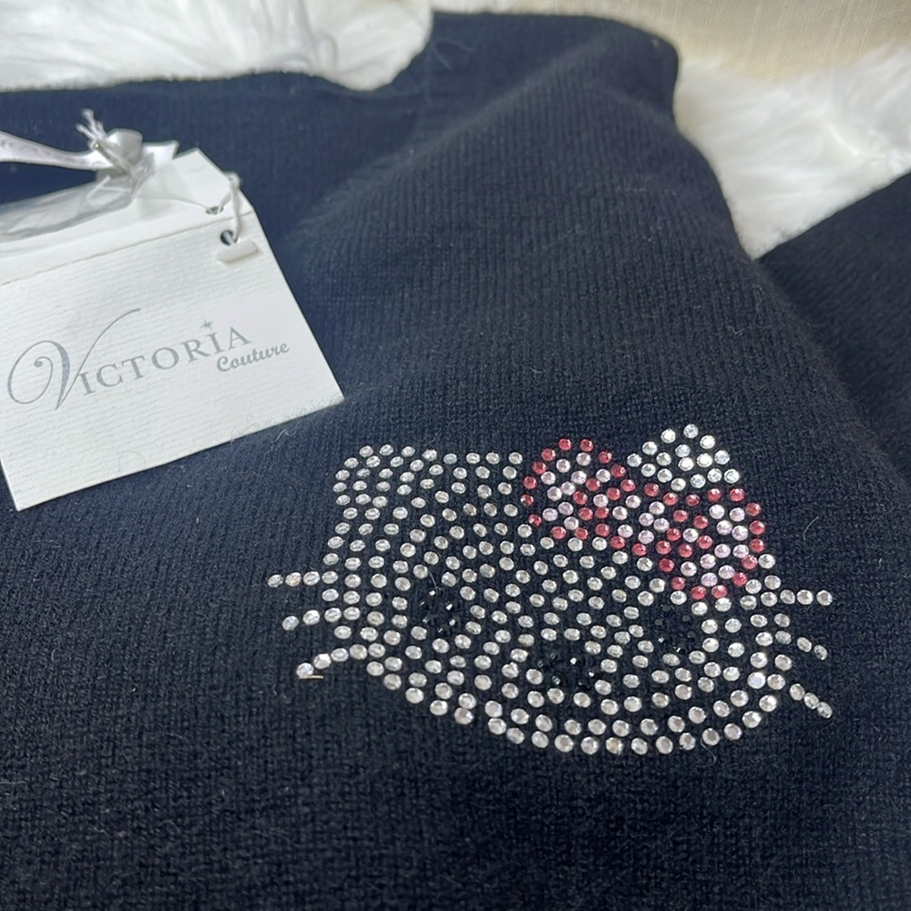 HELLO KITTY COUTURE By VICTORIA COUTURE VINTAGE CASHMERE RHINESTONE SWEATER